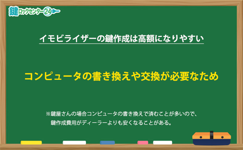 イモビライザー搭載の場合は高額になりやすいので注意