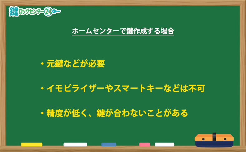 ホームセンターで鍵作成する場合