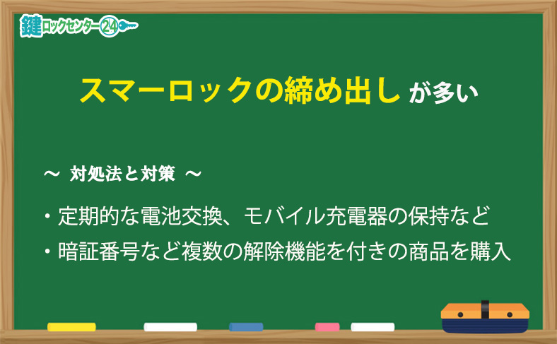 スマートロックの締め出しが多い