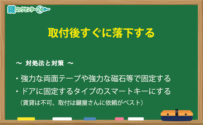 スマートロックを取り付け後すぐ外れて落下する