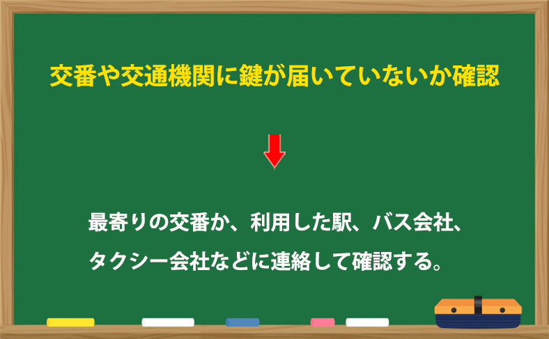 交番や交通機関などに鍵が届いてないか確認