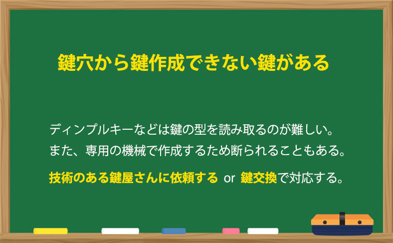 鍵穴から作成できない鍵がある