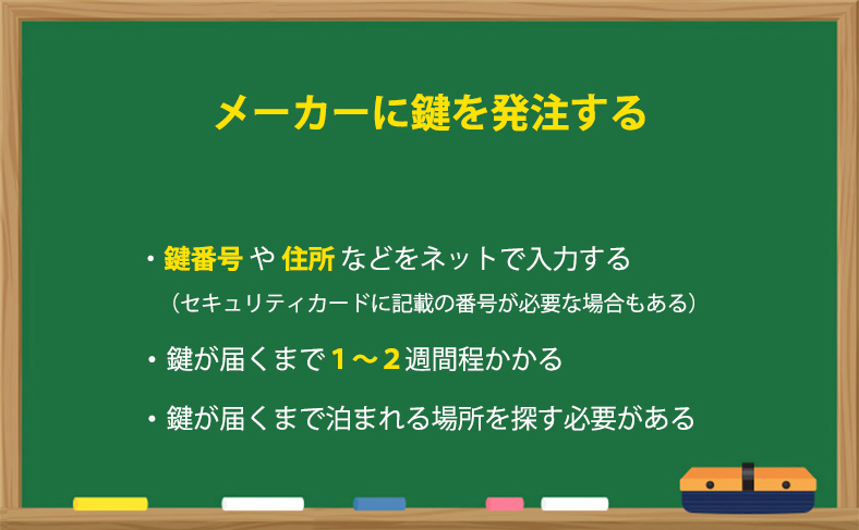 メーカーに鍵を発注する